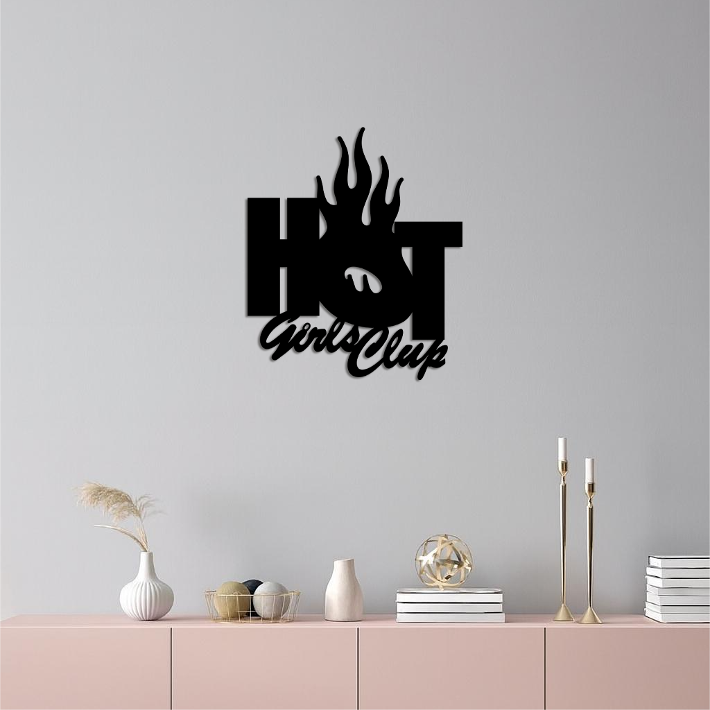 Hot Girls Club Metal Wall Art – Feminine Neon Style Home Decor - KAFGP123