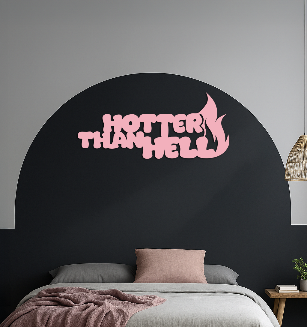 Hotter Than Hell Metal Wall Art – Bold Flame Typography Design - KAFGP124
