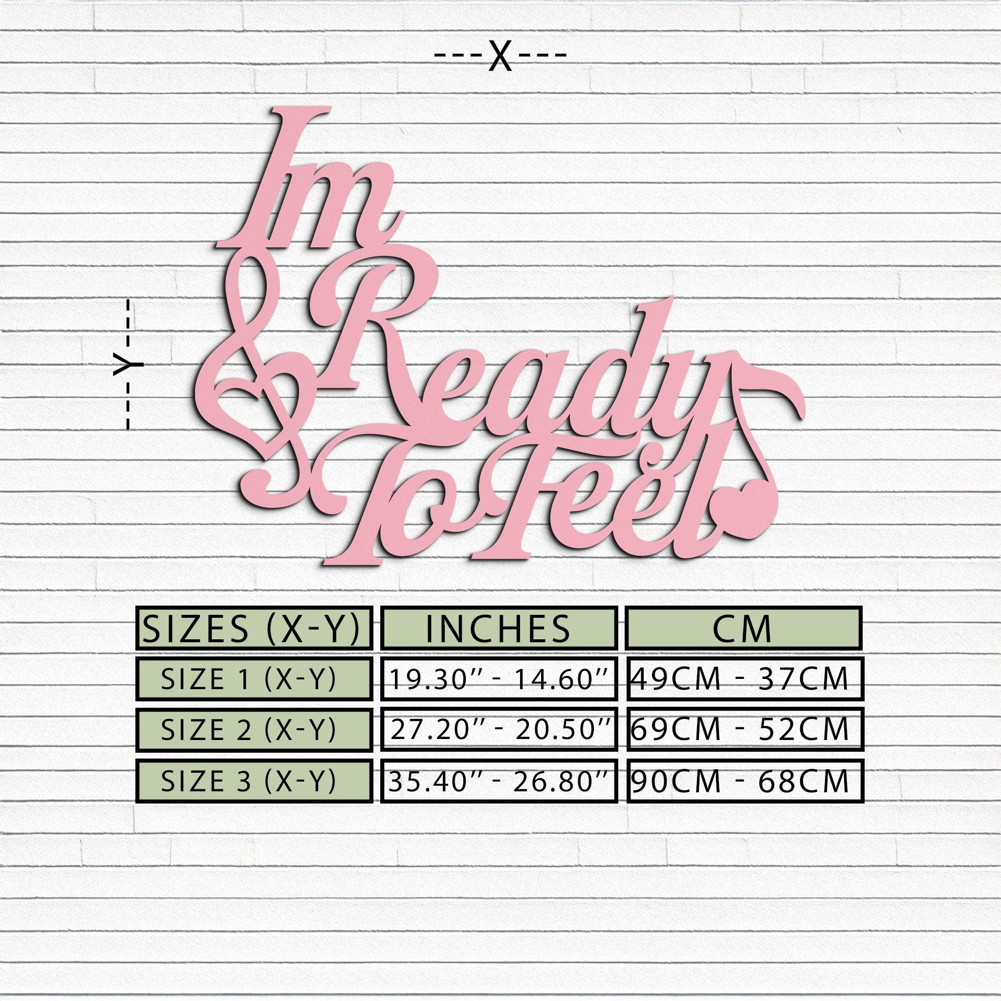 I'm Ready to Feel Quote Metal Wall Art – Musical Heart & Note Design - KAFGP126