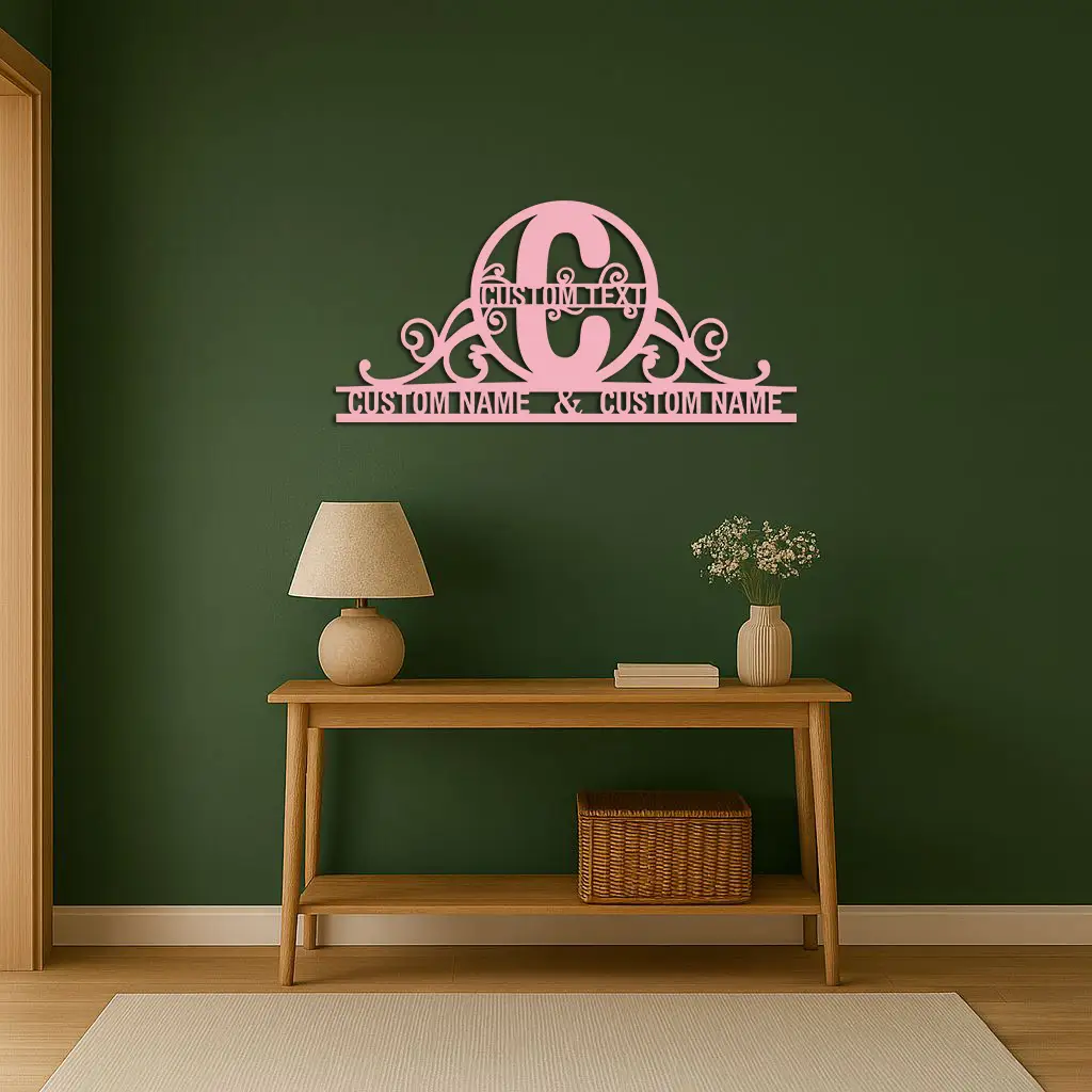 Personalized Initial Monogram Metal Wall Art – Custom Family Name Sign - KAFGP130