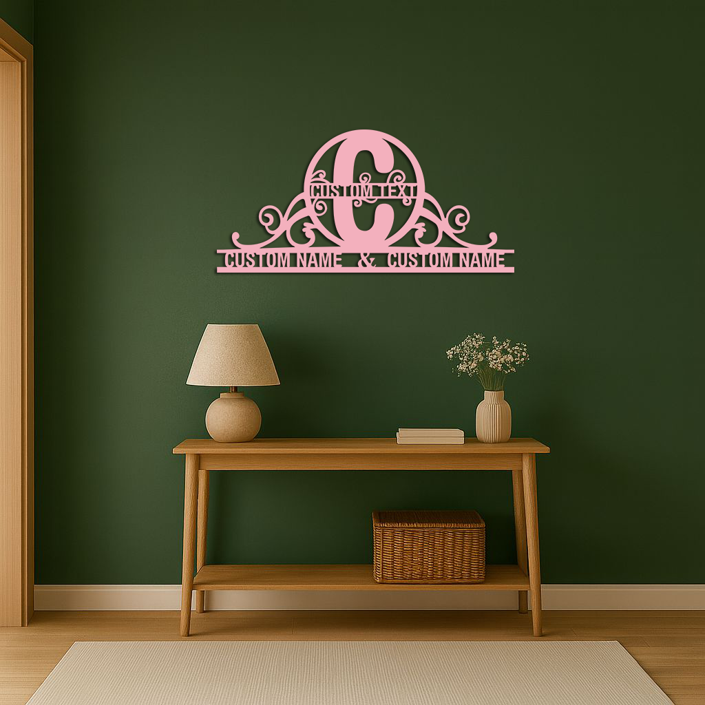 Personalized Initial Monogram Metal Wall Art – Custom Family Name Sign - KAFGP130