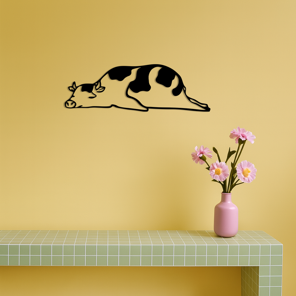 Minimalist Cow Silhouette Metal Wall Art – Farmhouse Animal Decor - KAFGP134