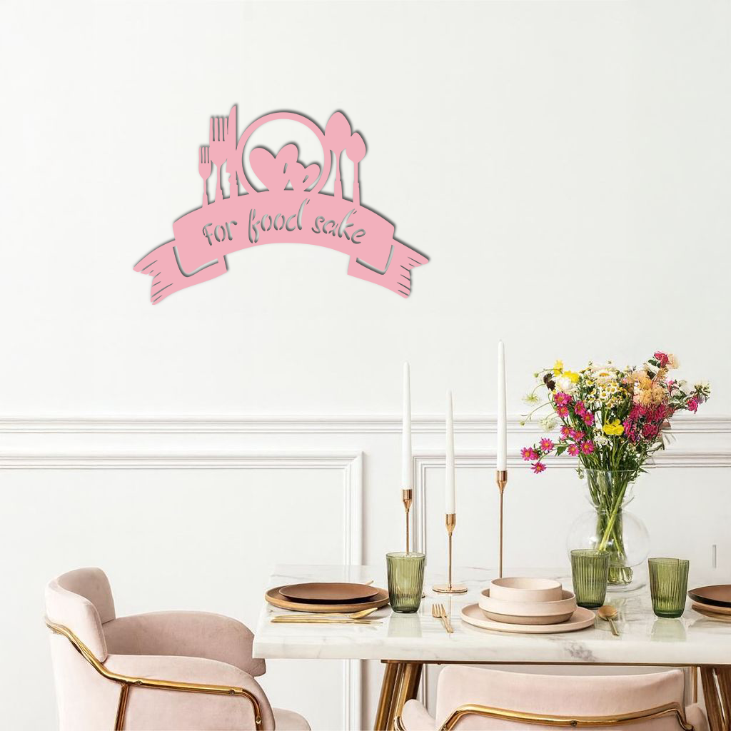 For Food Sake Metal Wall Art – Modern Kitchen & Dining Room Decor - KAFGP139