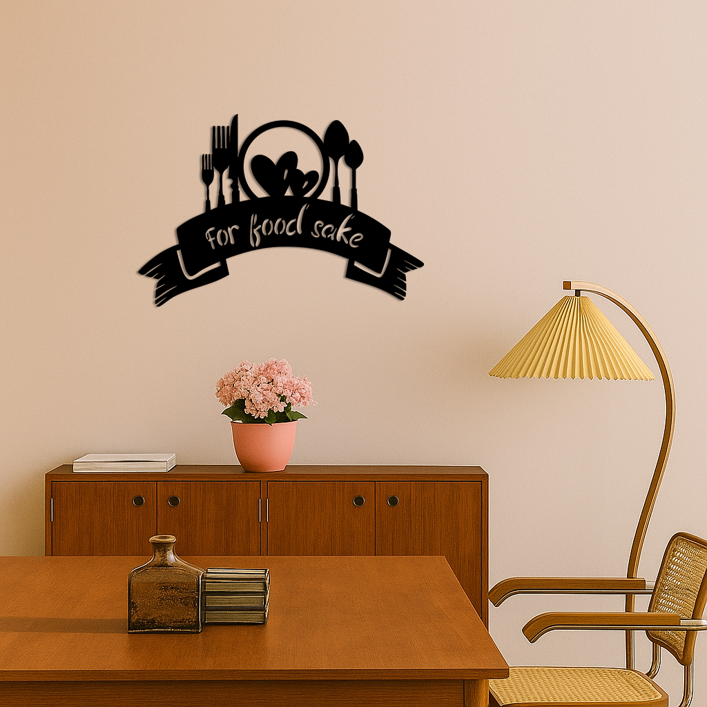 For Food Sake Metal Wall Art – Modern Kitchen & Dining Room Decor - KAFGP139