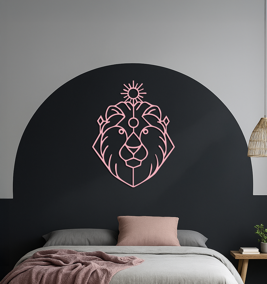 Leo Zodiac Metal Wall Art – Geometric Lion Horoscope Decor - KAFGP144