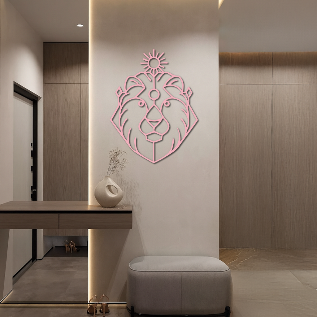 Leo Zodiac Metal Wall Art – Geometric Lion Horoscope Decor - KAFGP144