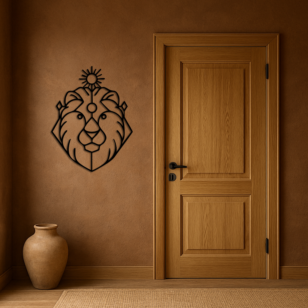Leo Zodiac Metal Wall Art – Geometric Lion Horoscope Decor - KAFGP144