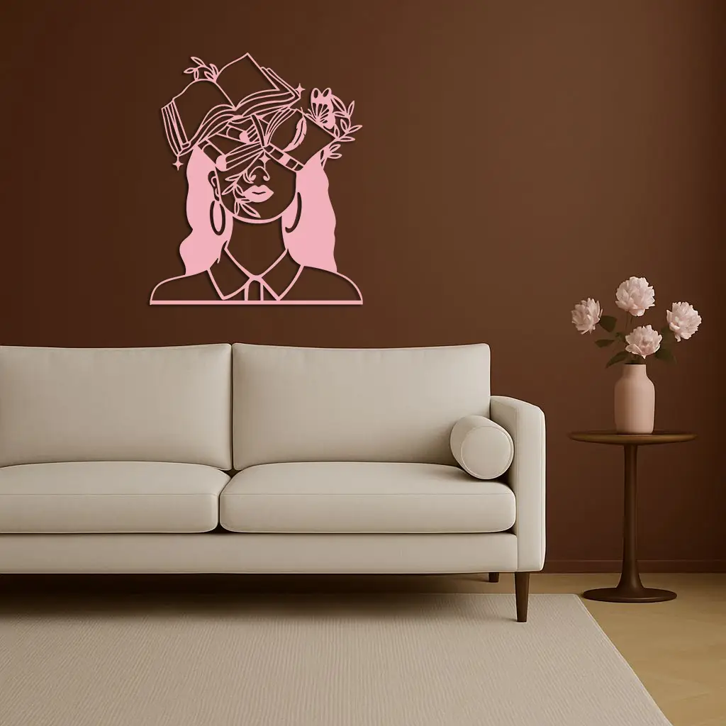 Book Lover Woman Silhouette Metal Wall Art – Reading & Knowledge Inspired Home Decor - KAFGP149