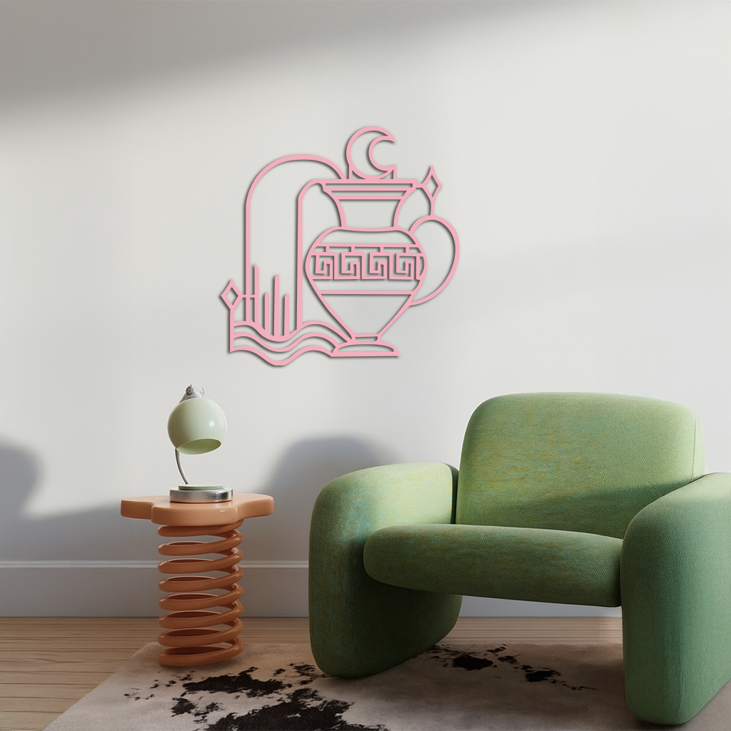 Aquarius Zodiac Metal Wall Art – Geometric Water Bearer Astrology Decor - KAFGP151