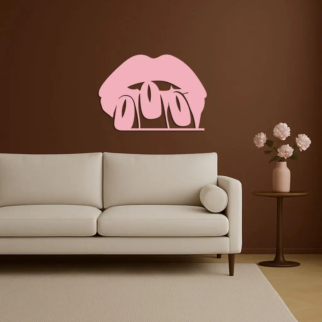 Pink Lips Metal Wall Art – Modern Glam Lip Design - KAFGP153
