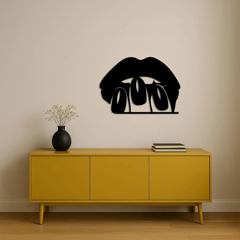 Pink Lips Metal Wall Art – Modern Glam Lip Design - KAFGP153