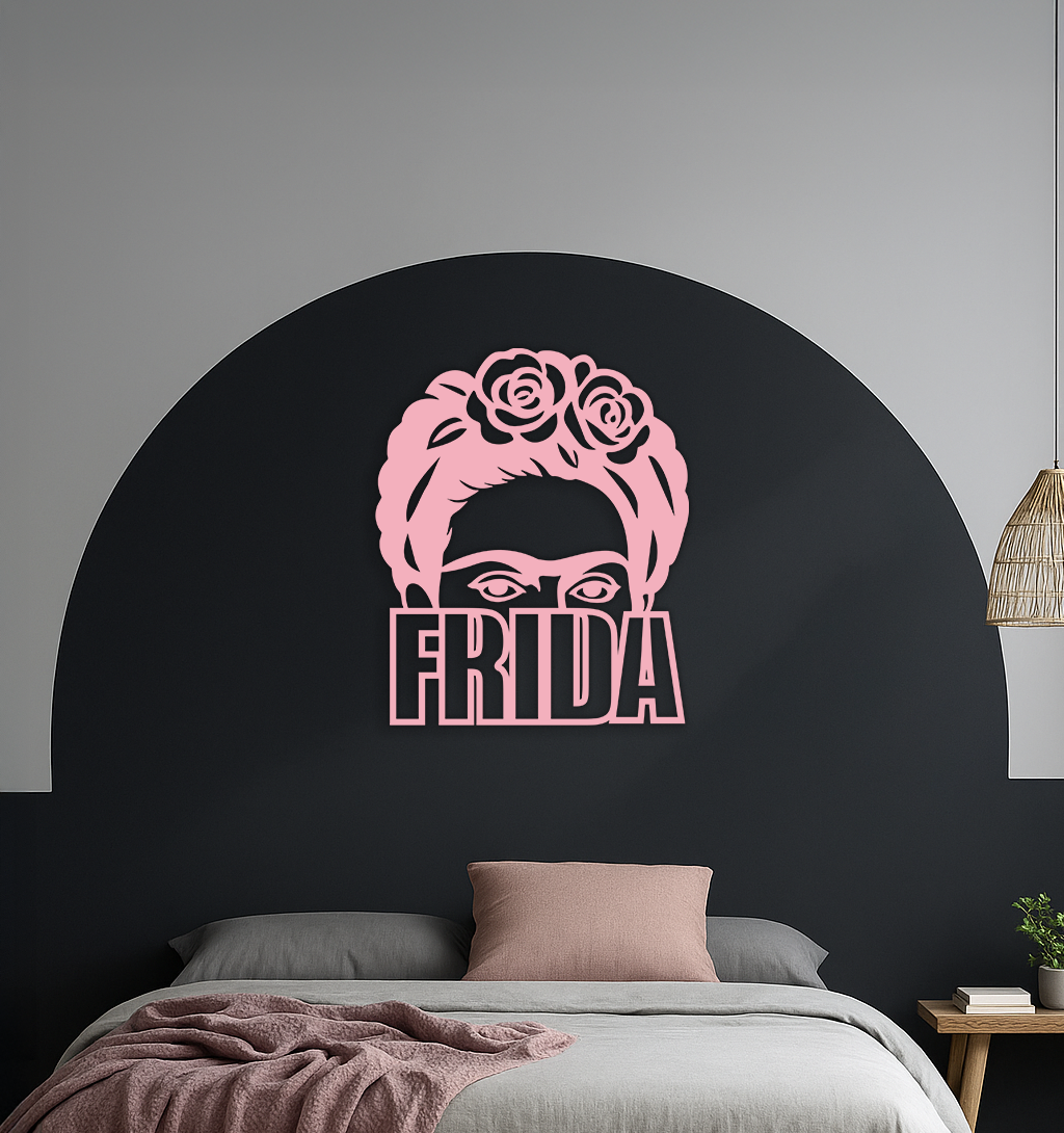 Frida Kahlo Portrait Silhouette – Pink Metal Wall Art - KAFGP165