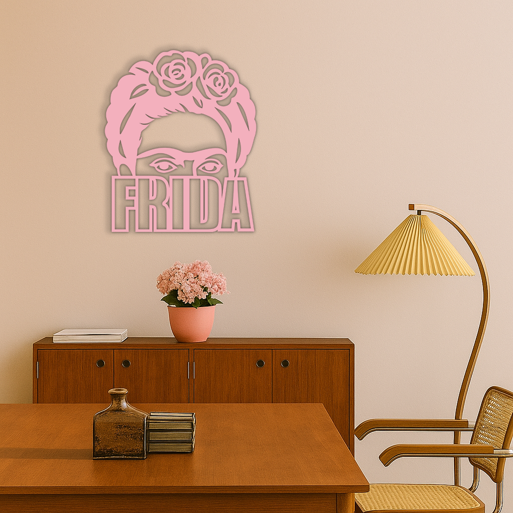 Frida Kahlo Portrait Silhouette – Pink Metal Wall Art - KAFGP165