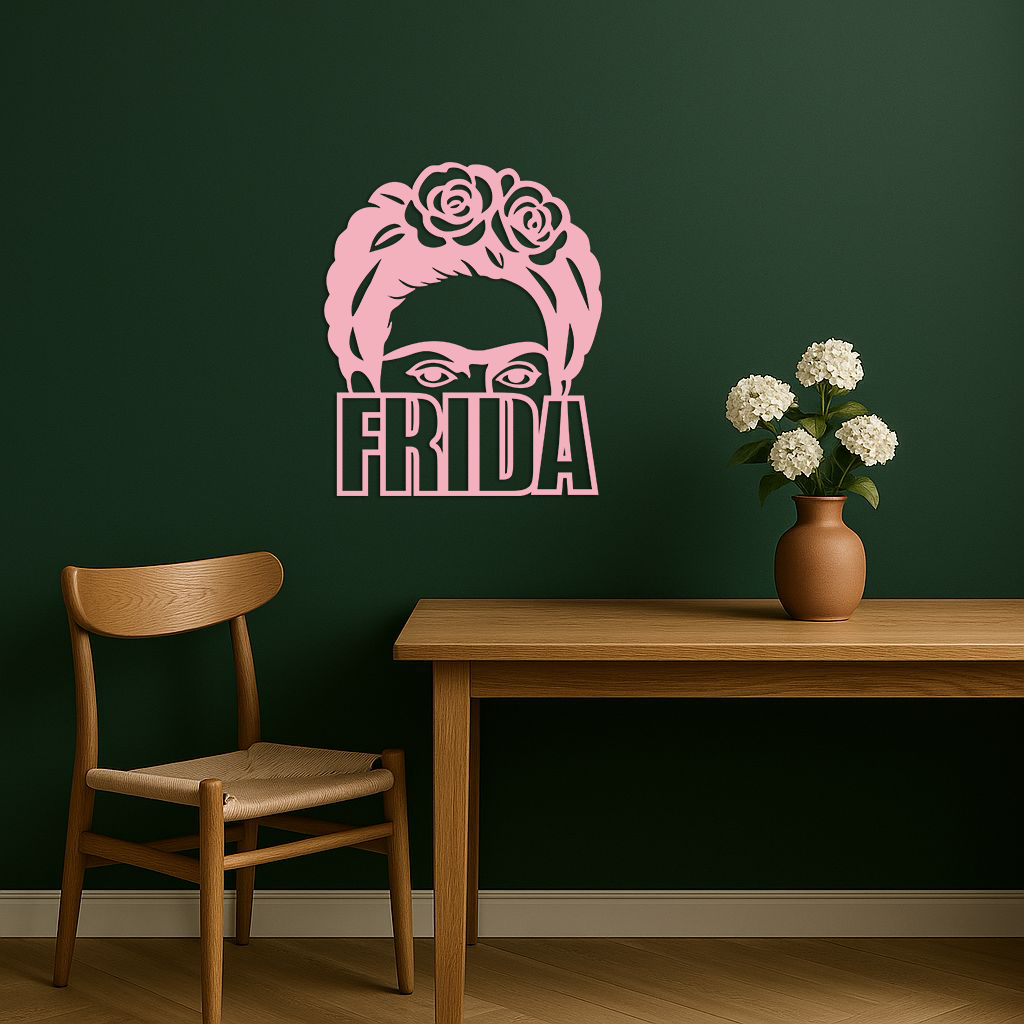 Frida Kahlo Portrait Silhouette – Pink Metal Wall Art - KAFGP165