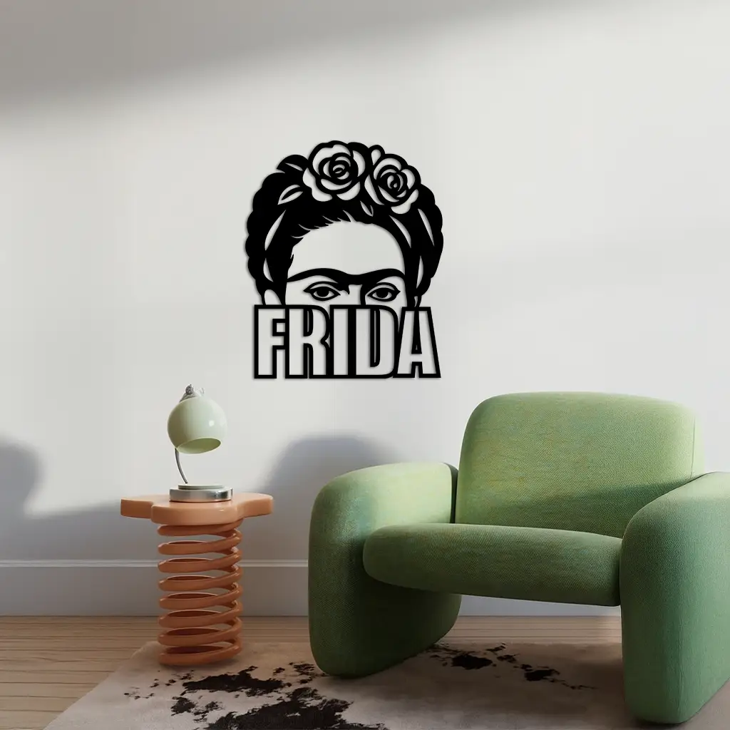 Frida Kahlo Portrait Silhouette – Pink Metal Wall Art - KAFGP165