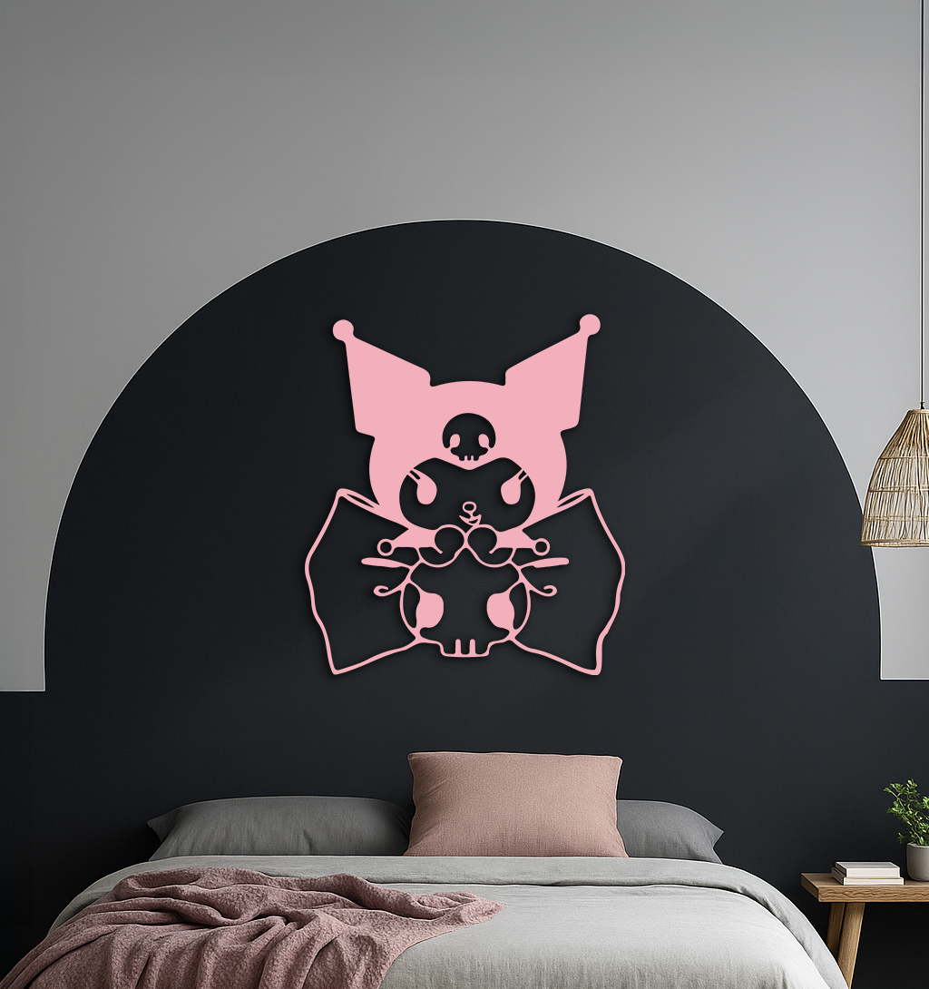 Kuromi Character Silhouette – Pink Metal Wall Art - KAFGP168
