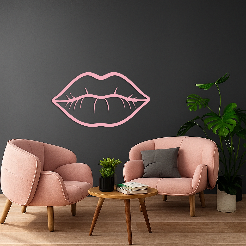 Lips Silhouette Pink Metal Wall Art – Modern Home Decor - KAFGP175