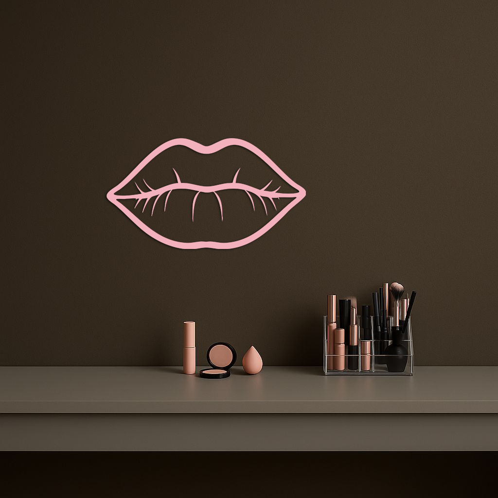 Lips Silhouette Pink Metal Wall Art – Modern Home Decor - KAFGP175