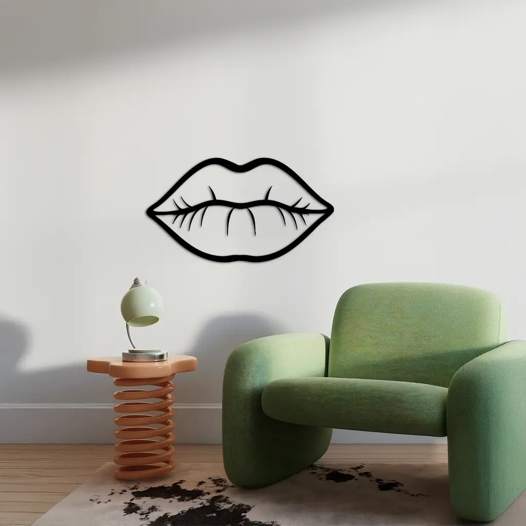 Lips Silhouette Pink Metal Wall Art – Modern Home Decor - KAFGP175