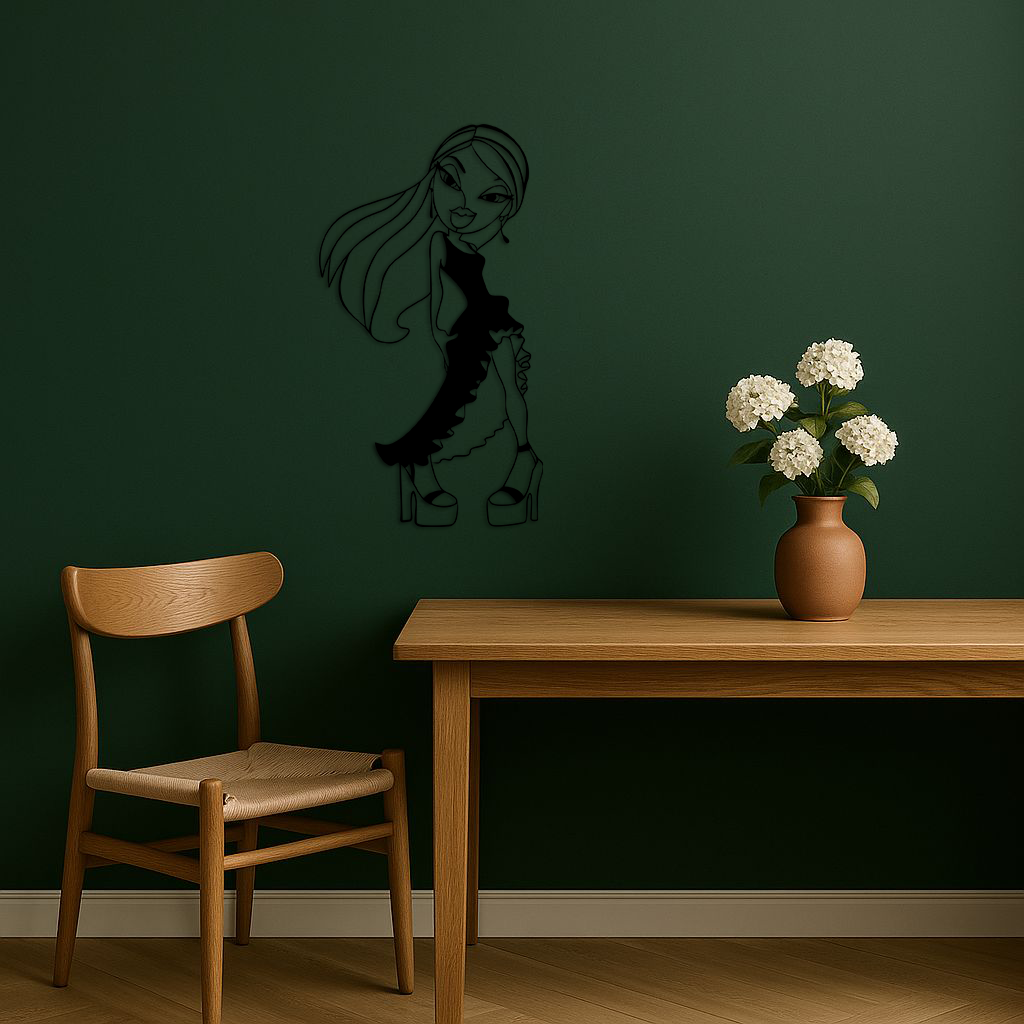 Bratz Doll Silhouette Modern Wall Art – Pink Metal Wall Décor - KAFGP180