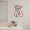Crown High Heels Silhouette – Pink Metal Wall Art for Modern Glam Décor - KAFGP182