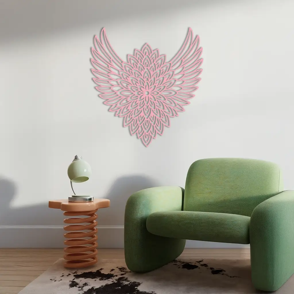 Winged Mandala Metal Wall Art – Sacred Geometry Design - KAFGP057