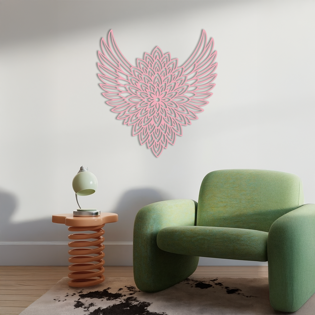 Winged Mandala Metal Wall Art – Sacred Geometry Design - KAFGP057