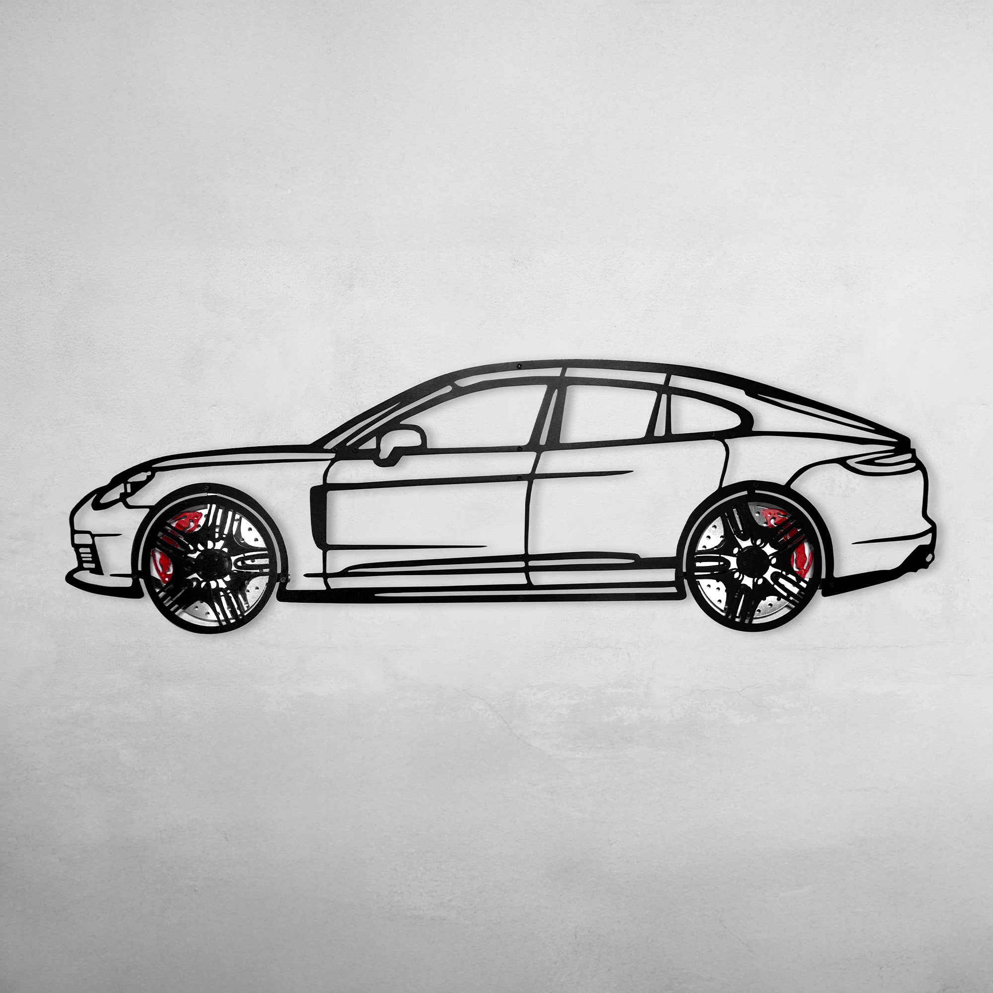 2022 Porsche Panamera 4S Wall Art – Steel Silhouette with Spinning Wheels-KAFMEKA009