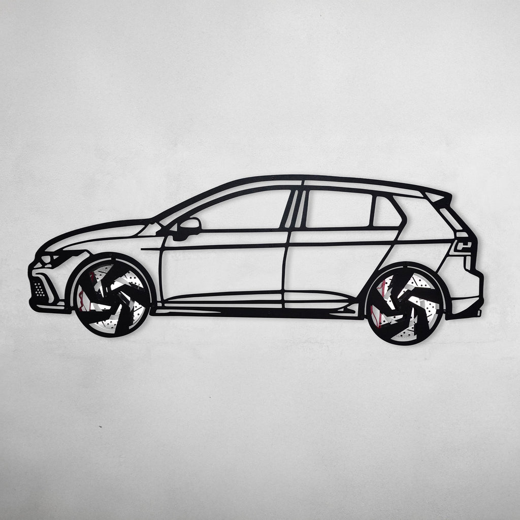 2022 Volkswagen Golf GTI Wall Art – Steel Silhouette with Spinning Wheels-KAFMEKA010