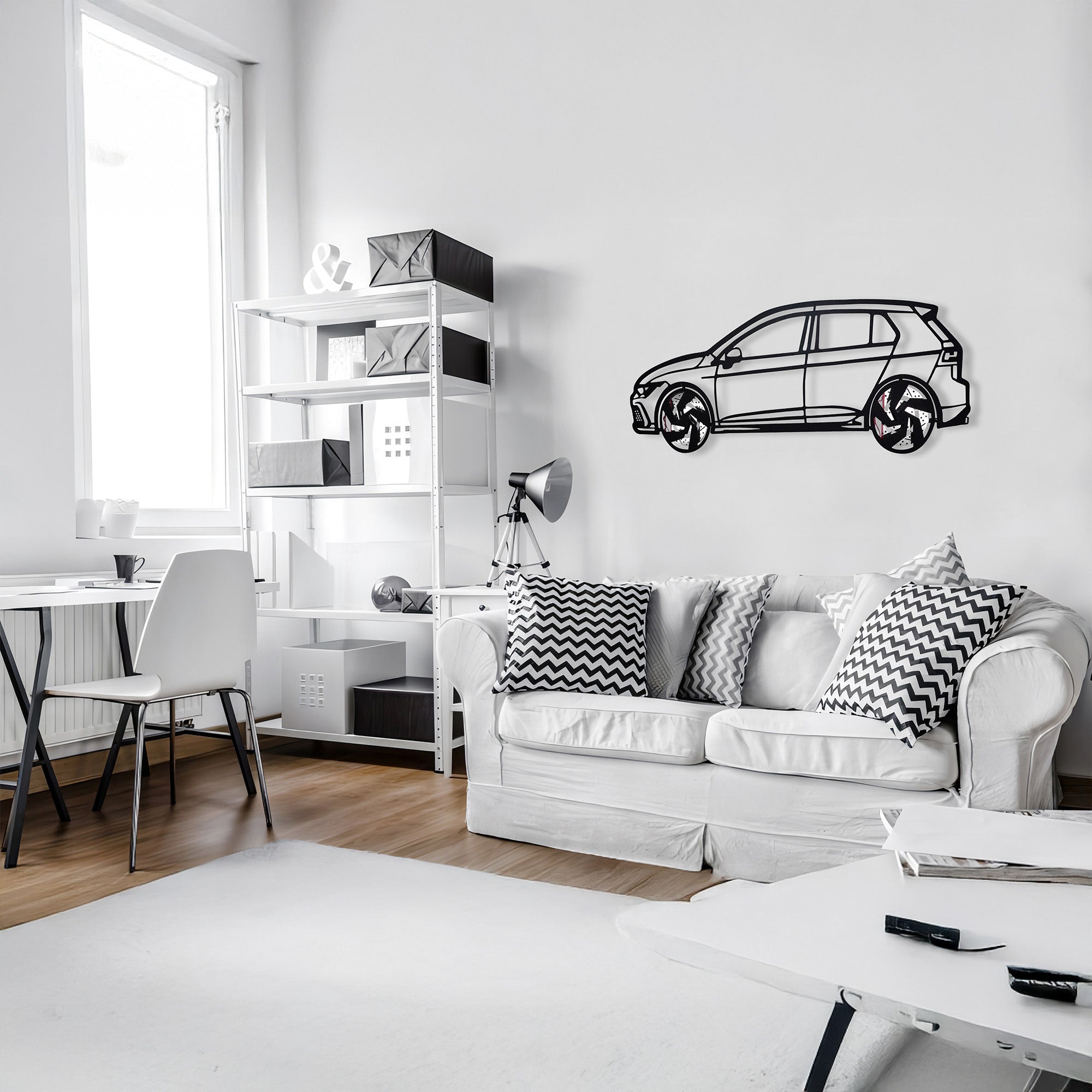 2022 Volkswagen Golf GTI Wall Art – Steel Silhouette with Spinning Wheels-KAFMEKA010