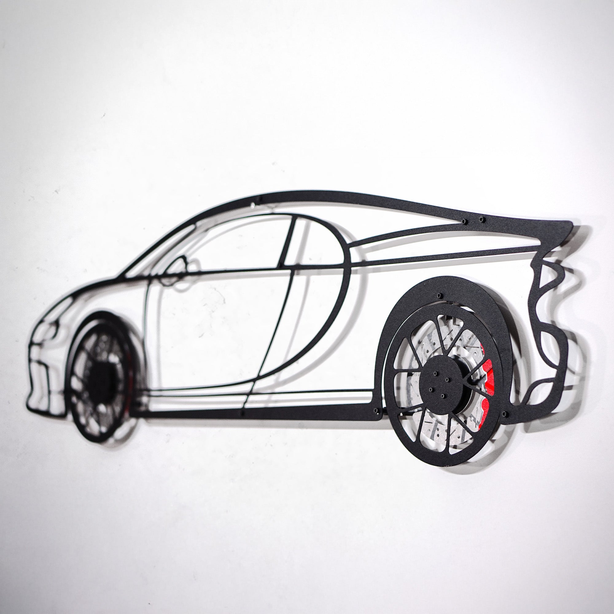 Bugatti Wall Art – Luxury Steel Silhouette with Spinning Wheels-KAFMEKA018