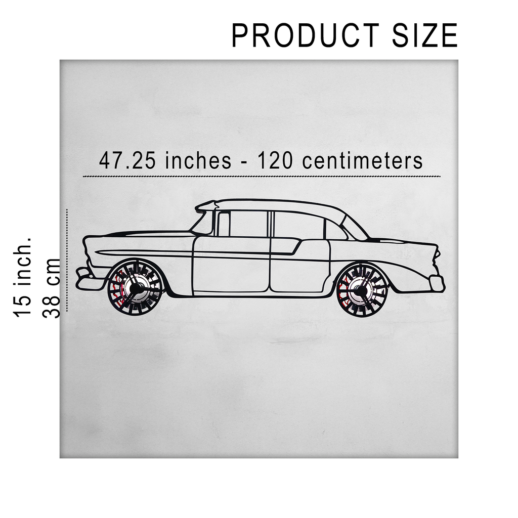 1956 Chevrolet Bel Air Wall Art – Classic Steel Silhouette with Spinning Wheels-KAFMEKA020