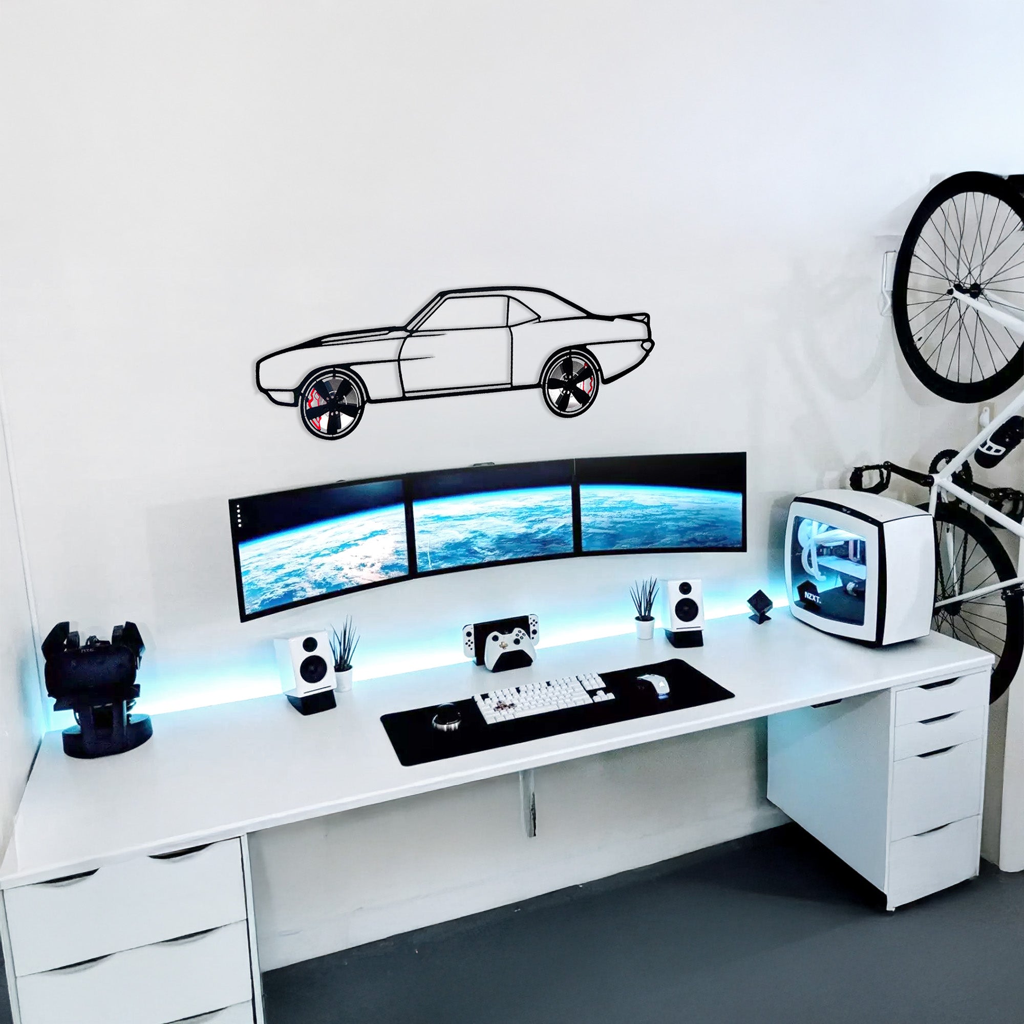 1969 Chevrolet Camaro Wall Art – Classic Steel Silhouette with Spinning Wheels-KAFMEKA021