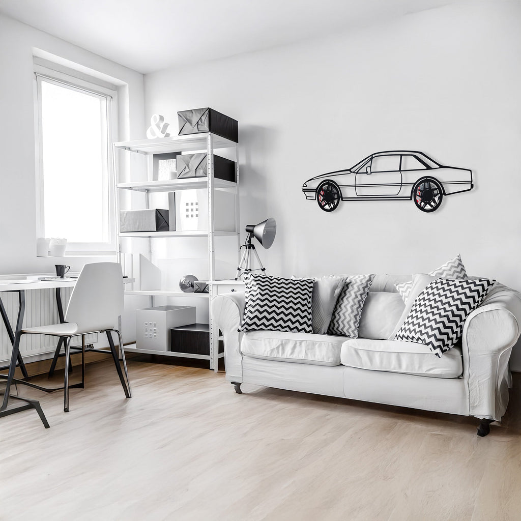 1985 Ferrari 400i Wall Art – Classic Steel Silhouette with Spinning Wheels-KAFMEKA024