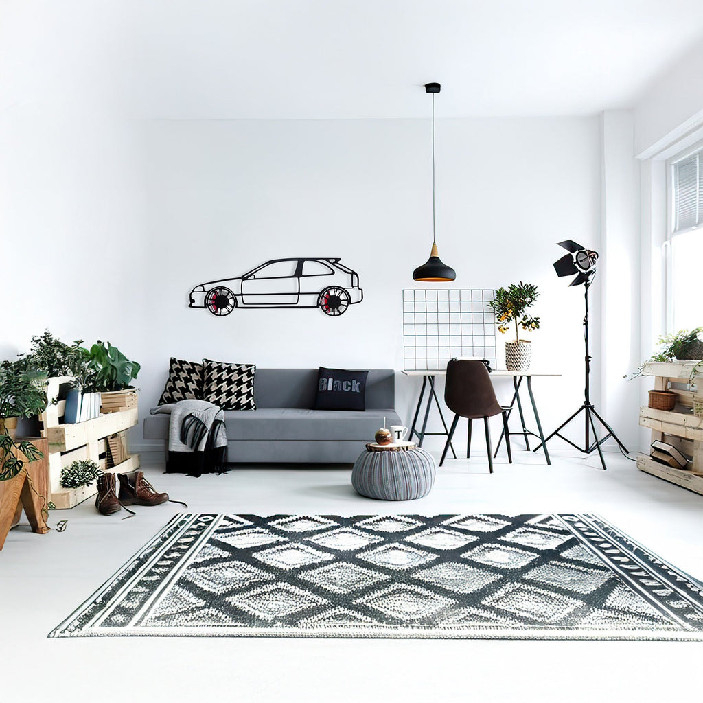 Honda Civic Wall Art – JDM Steel Silhouette with Spinning Wheels-KAFMEKA028