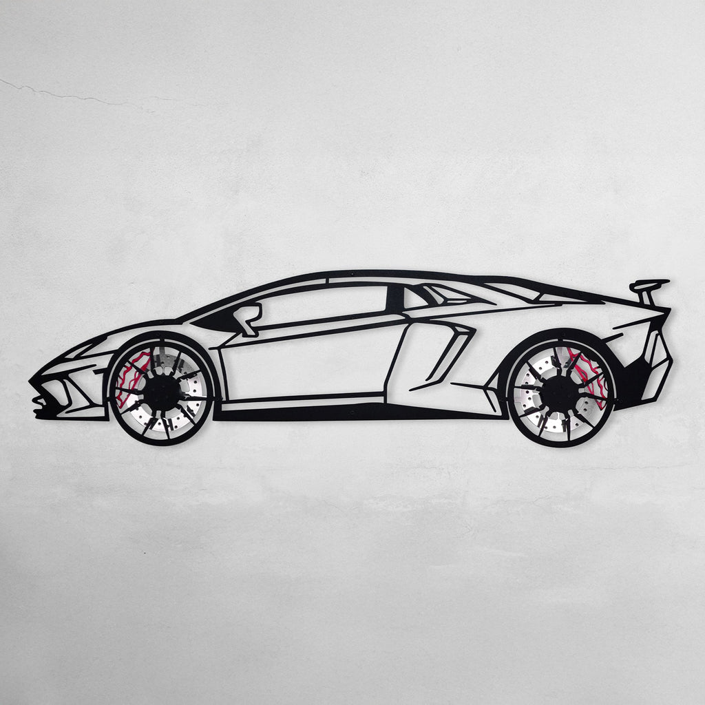 Lamborghini Wall Art – Exotic Supercar Steel Silhouette with Spinning Wheels-KAFMEKA030