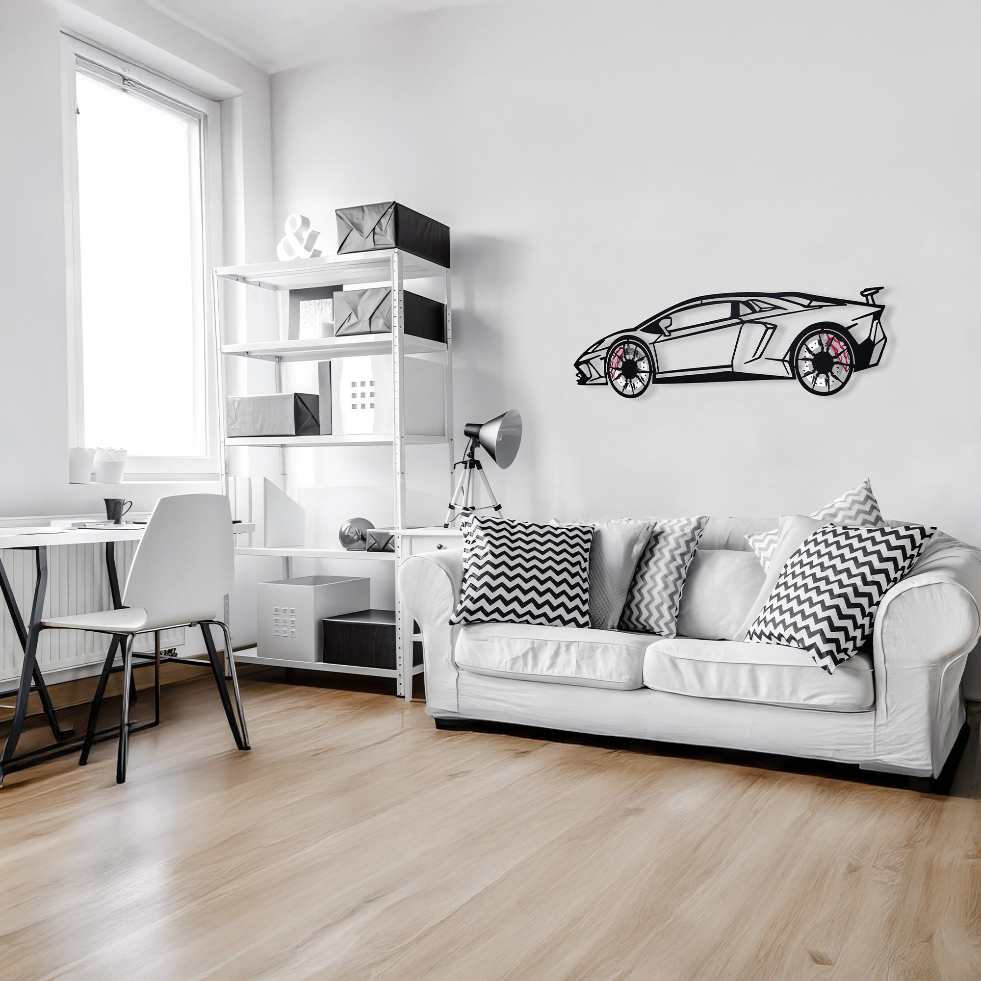 Lamborghini Wall Art – Exotic Supercar Steel Silhouette with Spinning Wheels-KAFMEKA030