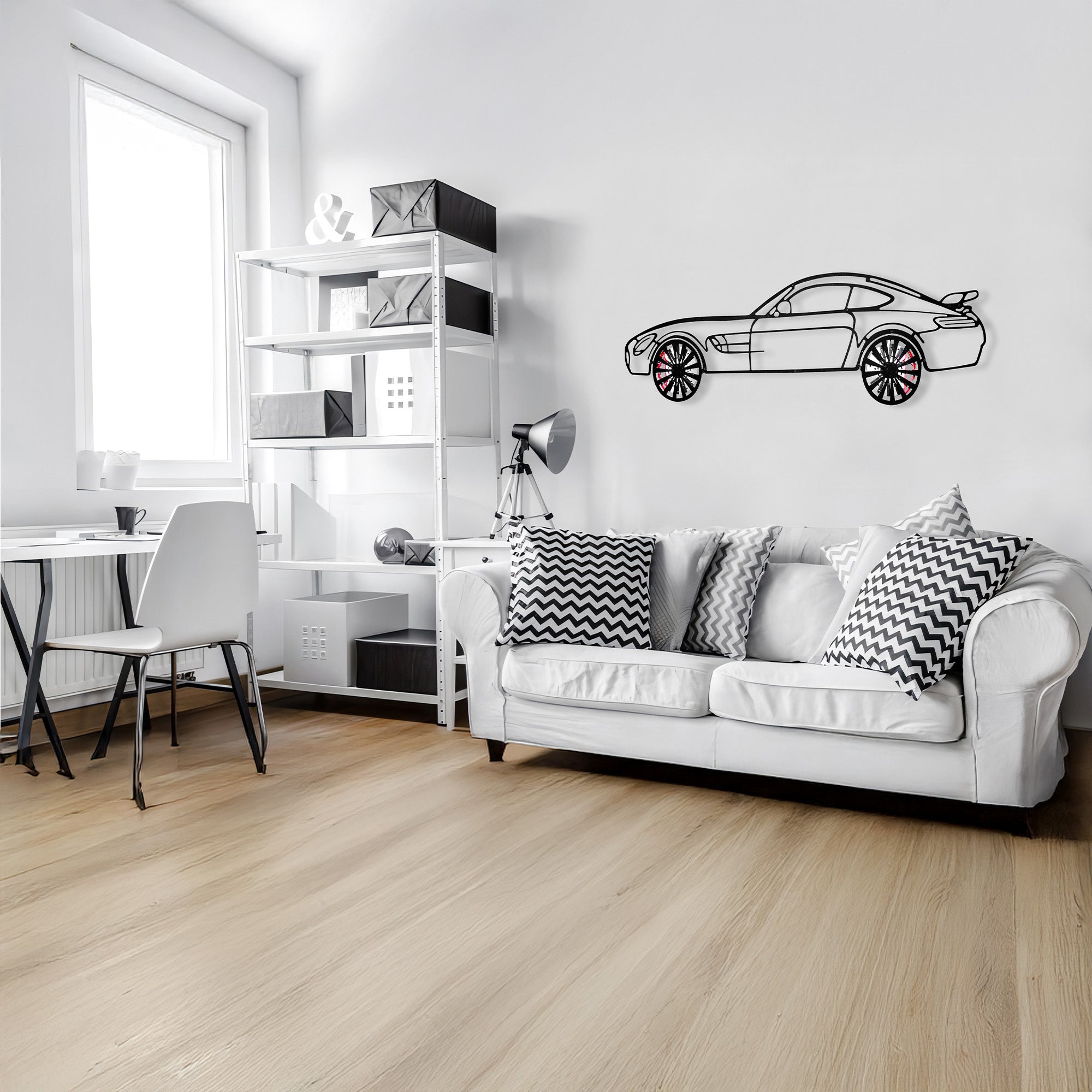 Mercedes-AMG GT R Wall Art – Steel Silhouette with Spinning Wheels-KAFMEKA033