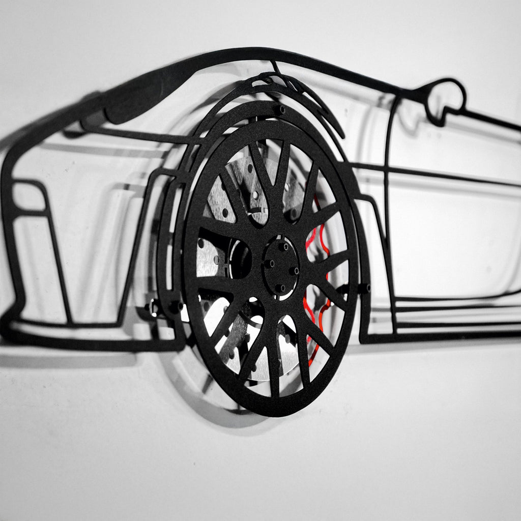Porsche 911 GT Wall Art – Steel Silhouette with Spinning Wheels-KAFMEKA037