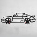 Classic Porsche 911 Wall Art – Retro Steel Silhouette with Spinning Wheels-KAFMEKA038