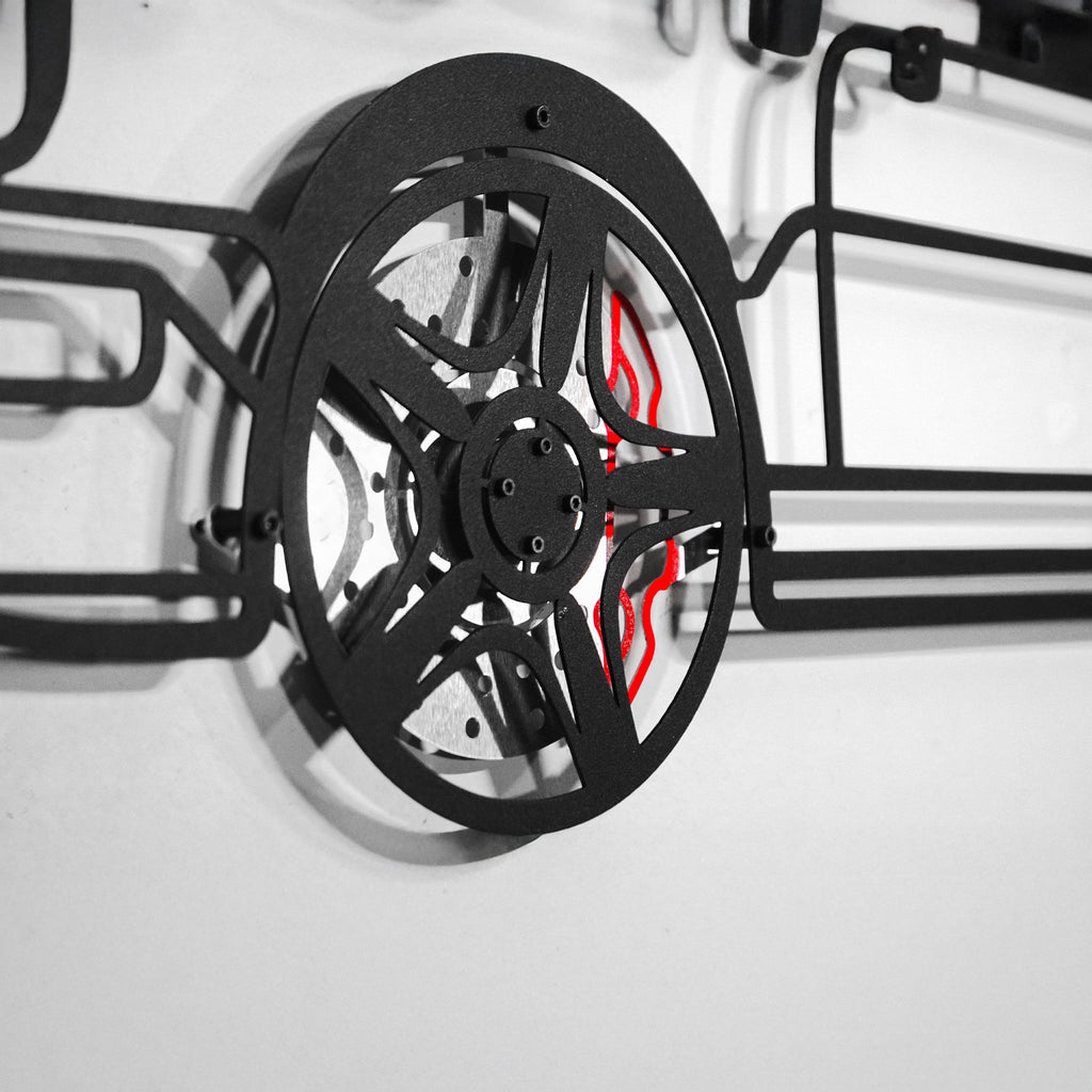 Classic Porsche 911 Wall Art – Retro Steel Silhouette with Spinning Wheels-KAFMEKA038