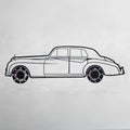 Rolls-Royce Silver Wall Art – Classic Luxury Steel Silhouette with Spinning Wheels-KAFMEKA040