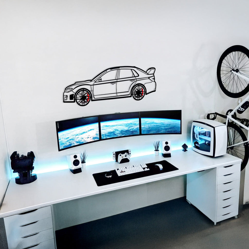Subaru Impreza Wall Art – Rally Legend Steel Silhouette with Spinning Wheels-KAFMEKA042
