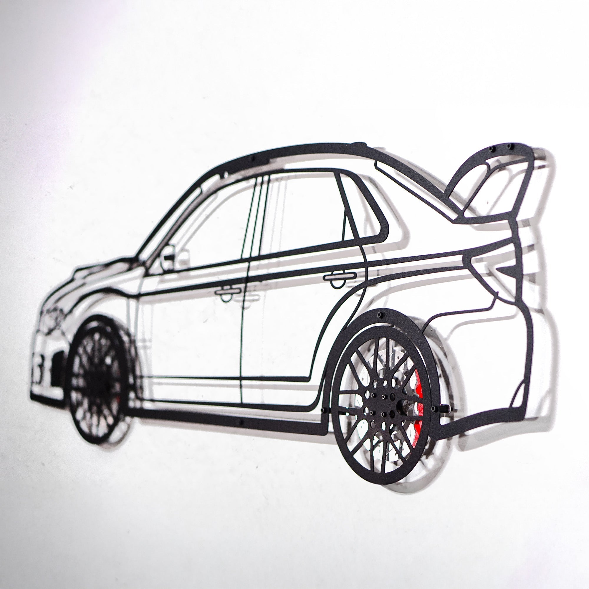Subaru Impreza Wall Art – Rally Legend Steel Silhouette with Spinning Wheels-KAFMEKA042