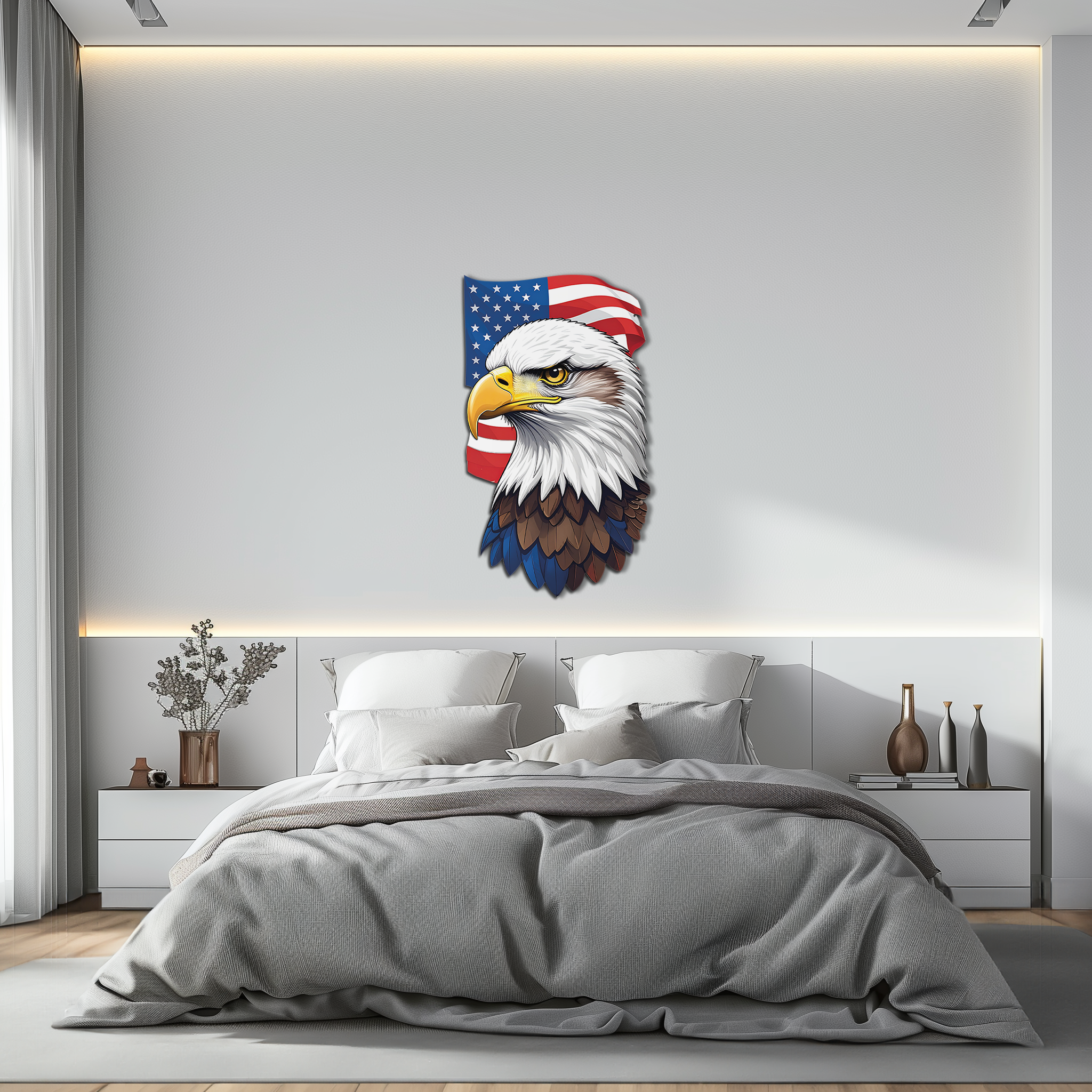 American Eagle Metal Wall Art – Patriotic UV Printed Decor-KAFUVM003
