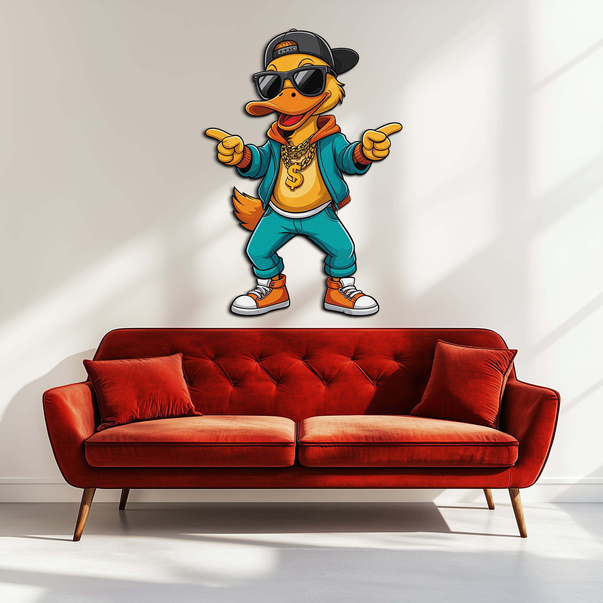 Hip Hop Duck Metal Wall Art – Funny UV Printed Urban Decor-KAFUVM004