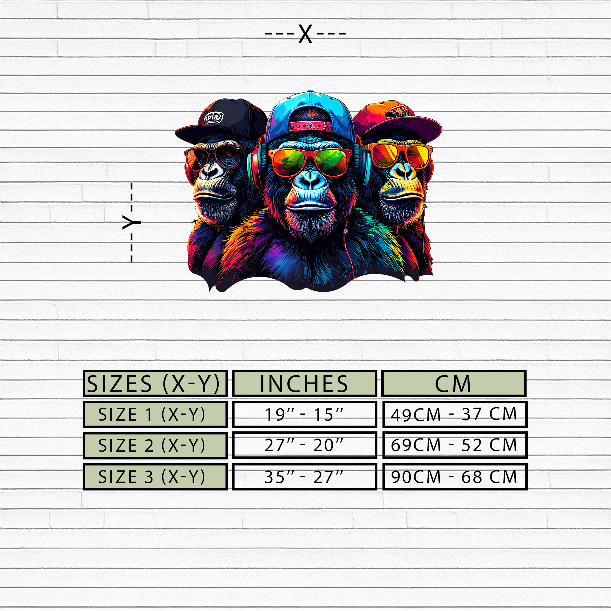 Cool Gorilla Trio Metal Wall Art – Neon Urban UV Printed Decor-KAFUVM014
