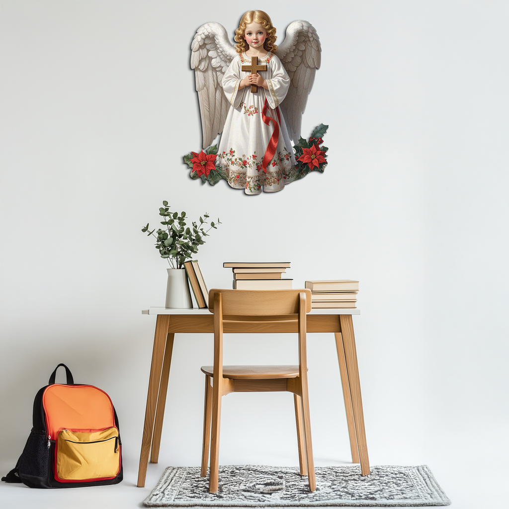 Christmas Angel Metal Wall Art – Holy Child UV Printed Decor-KAFUVM018