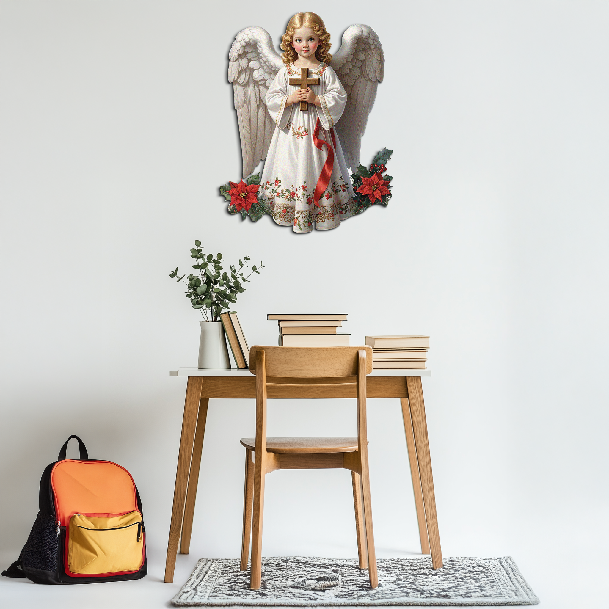 Christmas Angel Metal Wall Art – Holy Child UV Printed Decor-KAFUVM018