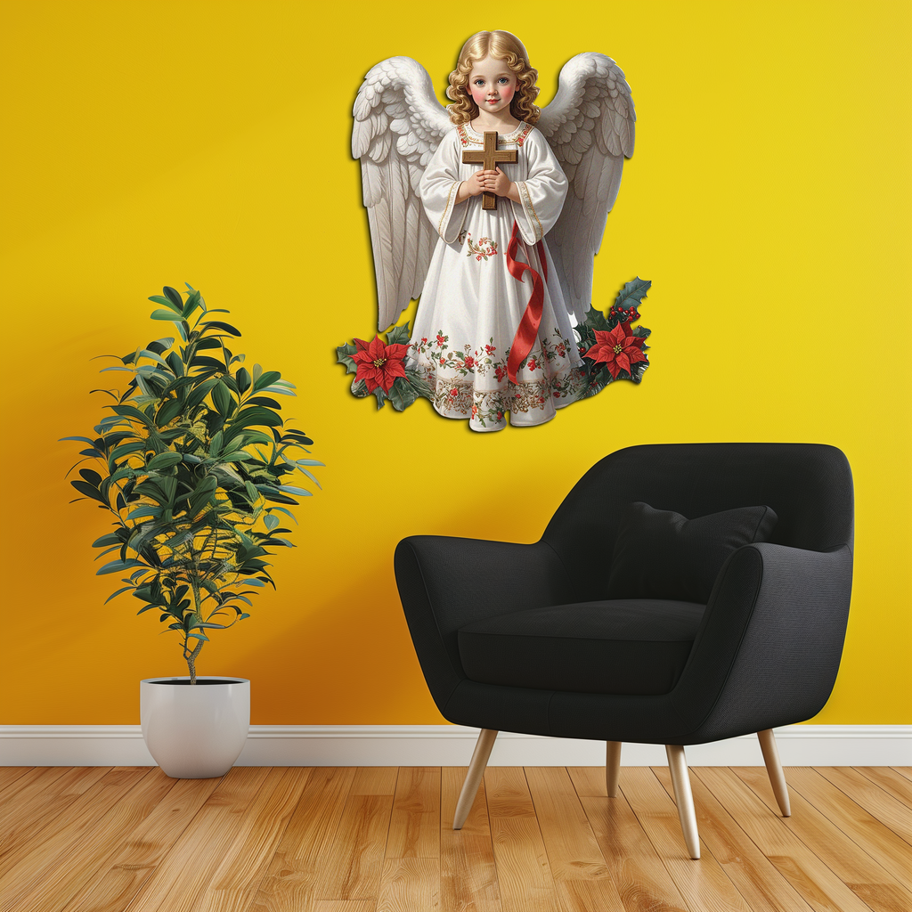 Christmas Angel Metal Wall Art – Holy Child UV Printed Decor-KAFUVM018